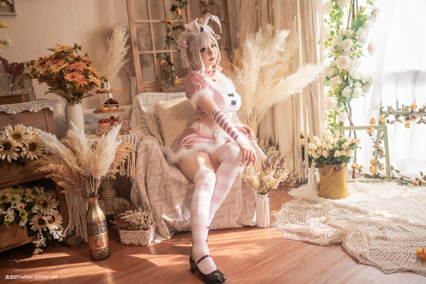 Cosplay 皮皮奶可可爱了啦 粉色兔兔